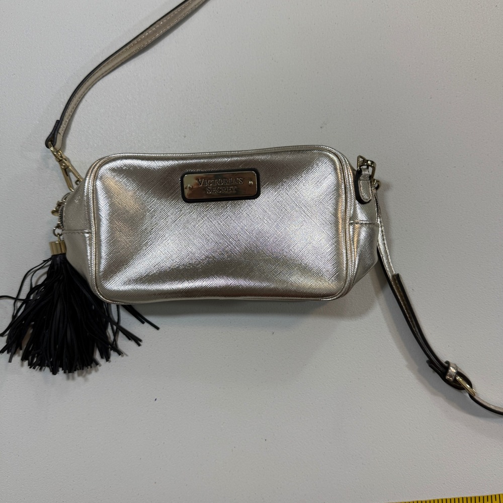 Victorias Secret Womens Crossbody Bag OS Gold Metallic Tassel Y2K Glam